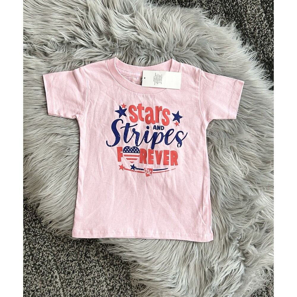 Tractor Supply Youth Pink‎ Patriotic Stars And Stripes Forever TSC 2T